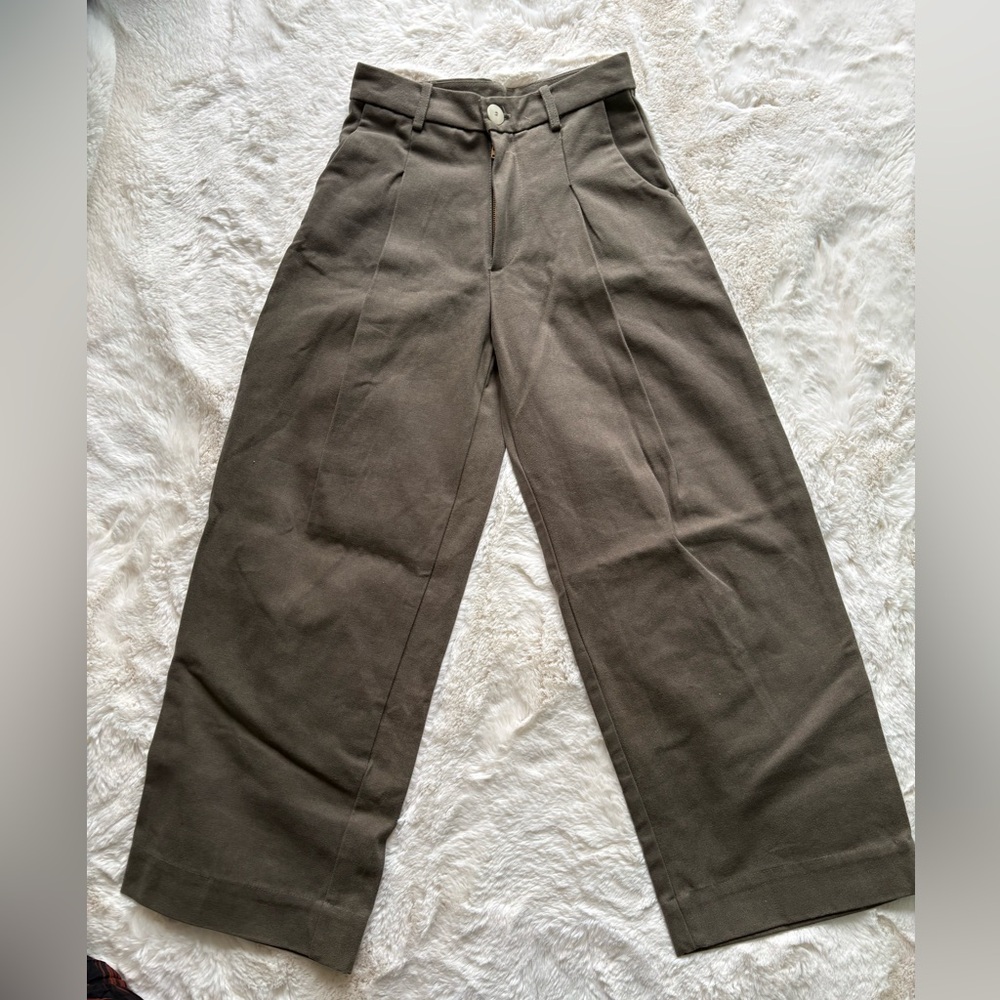 Jess Meavy High-Rise Wide-Leg in Olive